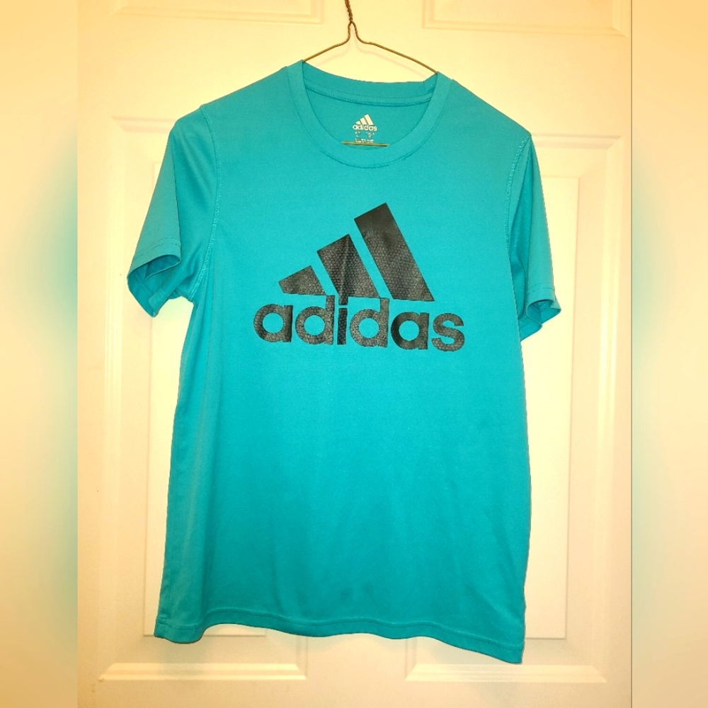 Adidas Blue T-Shirt with Black Logo YL
